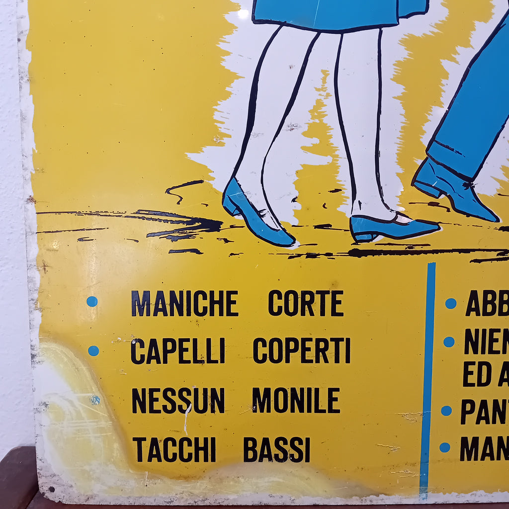 Cartello di cantiere "Abiti da lavoro" - anni '60