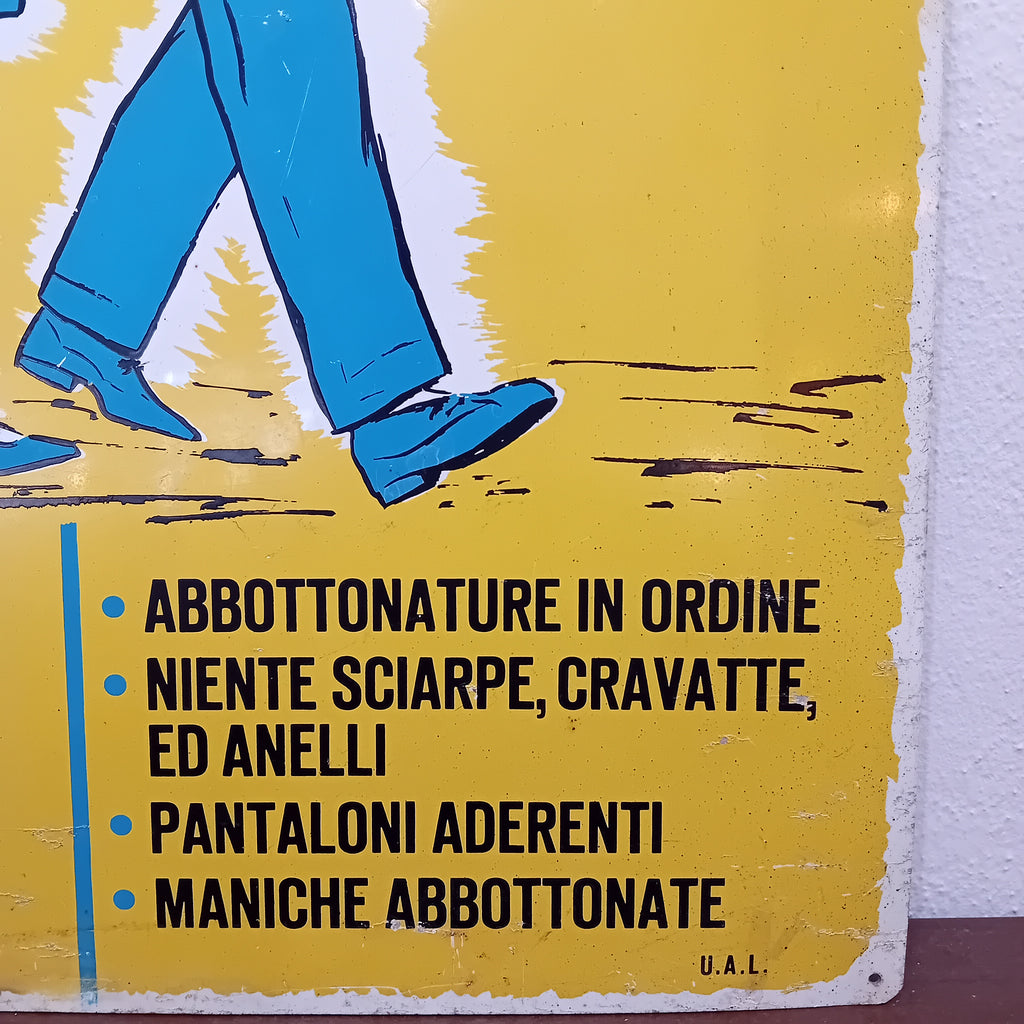 Cartello di cantiere "Abiti da lavoro" - anni '60