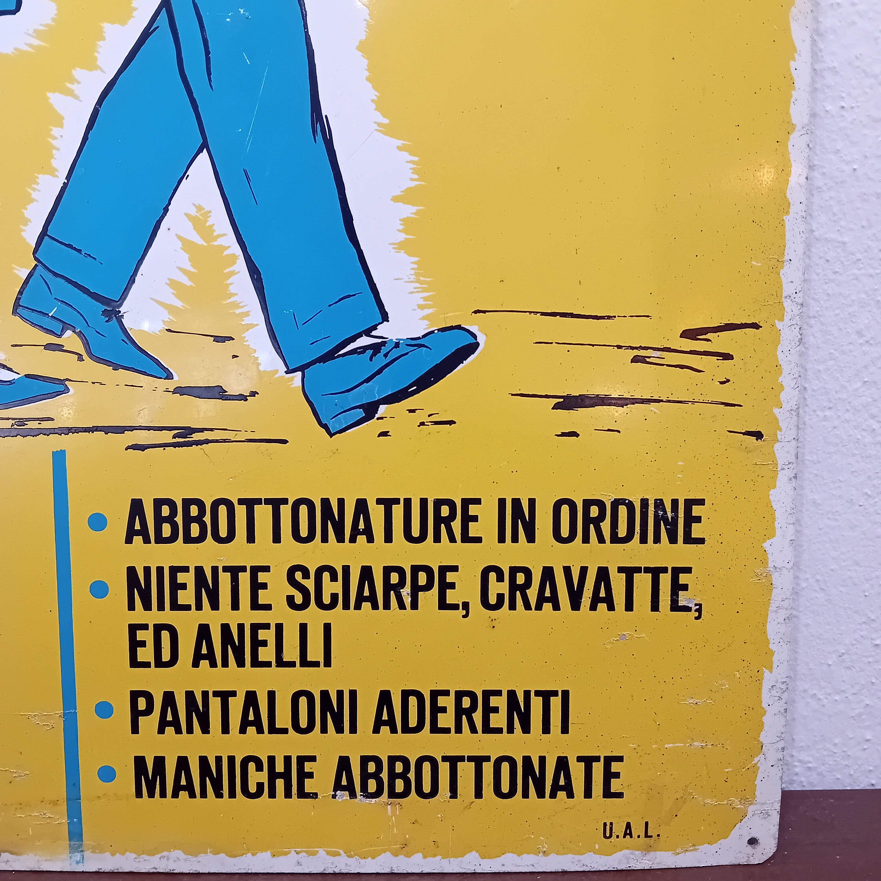 Cartello di cantiere "Abiti da lavoro" - anni '60
