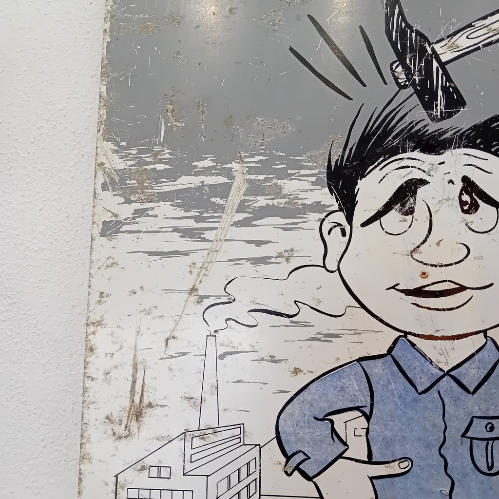 Cartello di cantiere "Elmetto" - anni '60