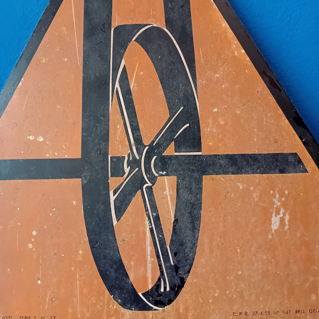 Cartello di cantiere "Attenzione alle trasmissioni" - anni '60