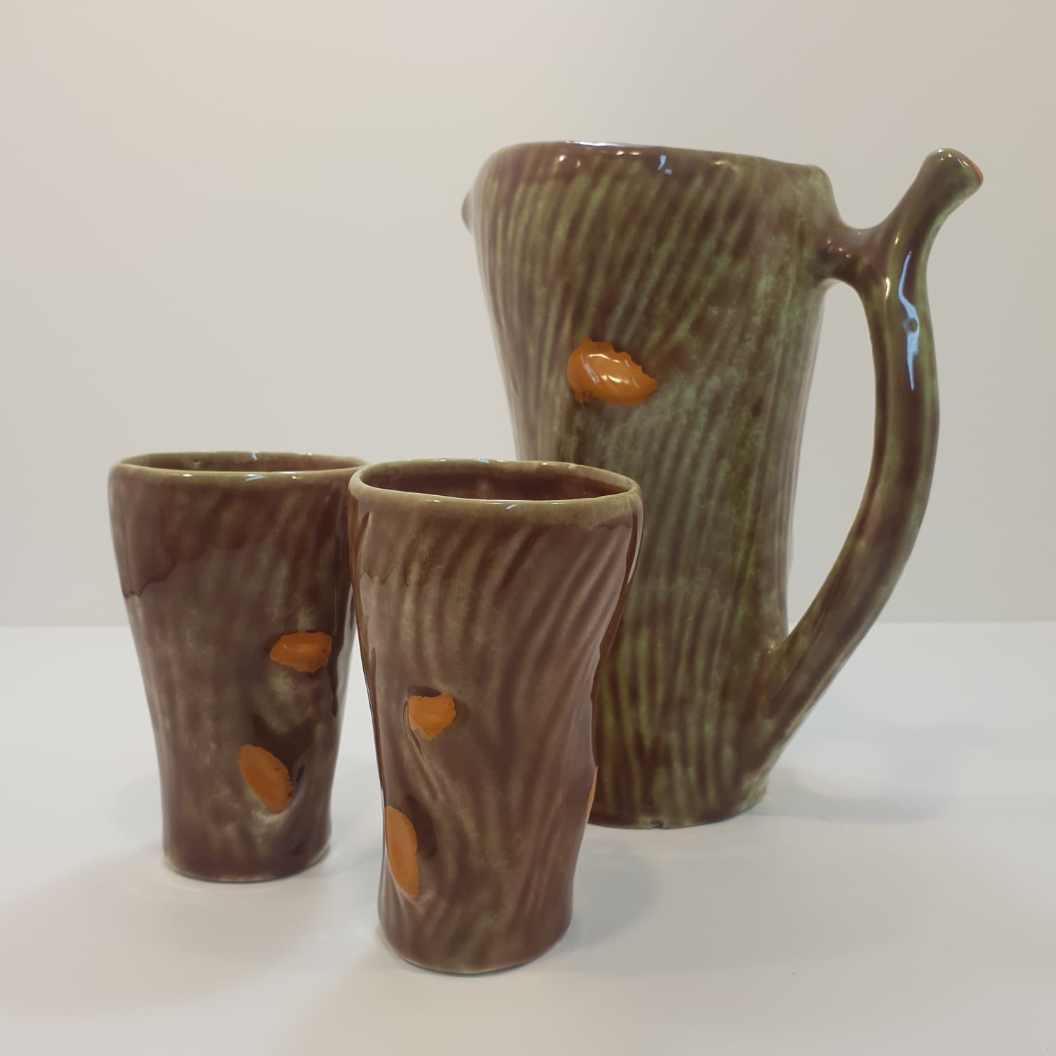 Brocca e due bicchieri - Ceramica Umbra