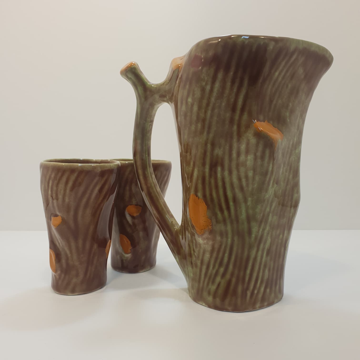 Brocca e due bicchieri - Ceramica Umbra