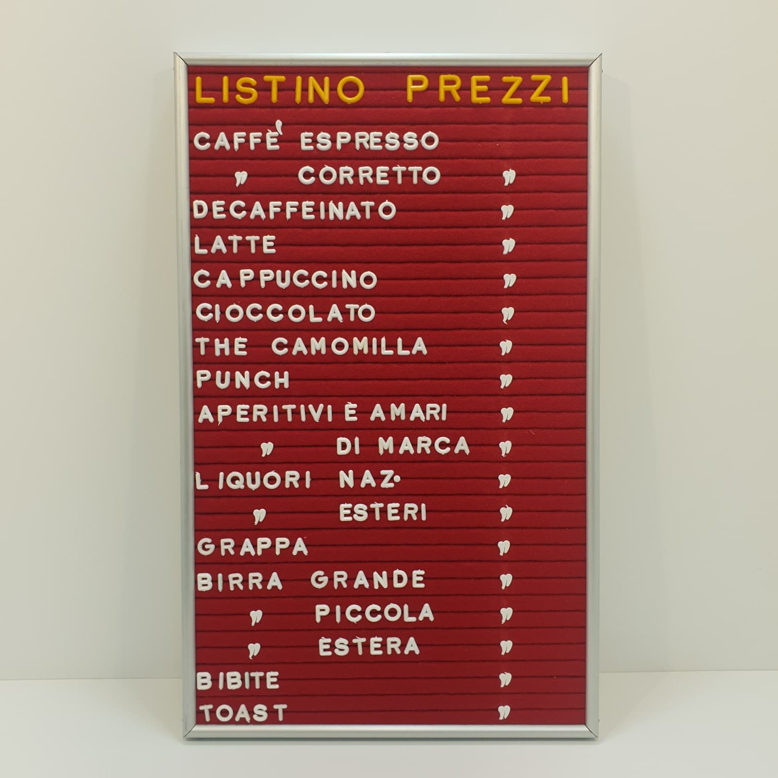 "Listino Prezzi" prezzario bar