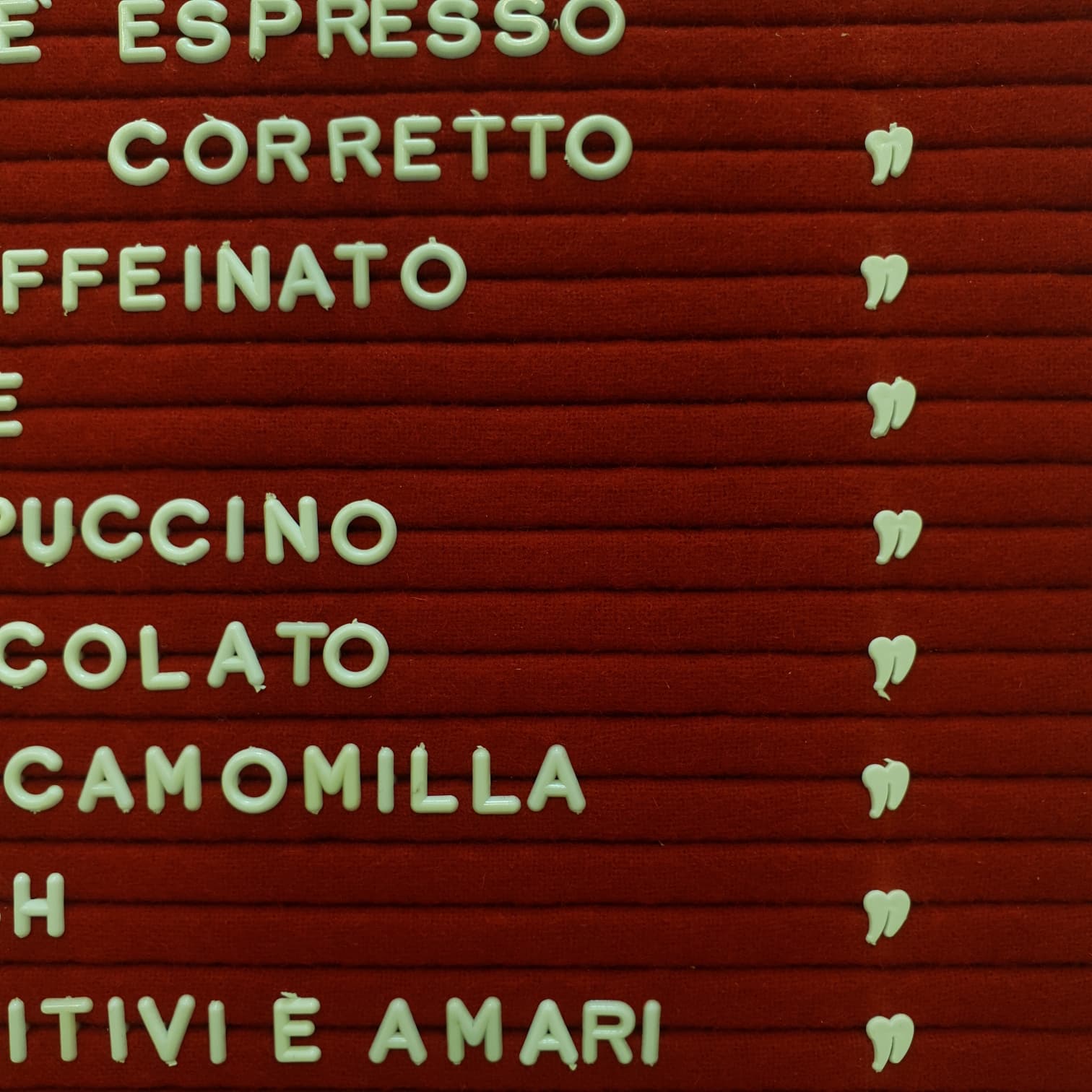 "Listino Prezzi" prezzario bar