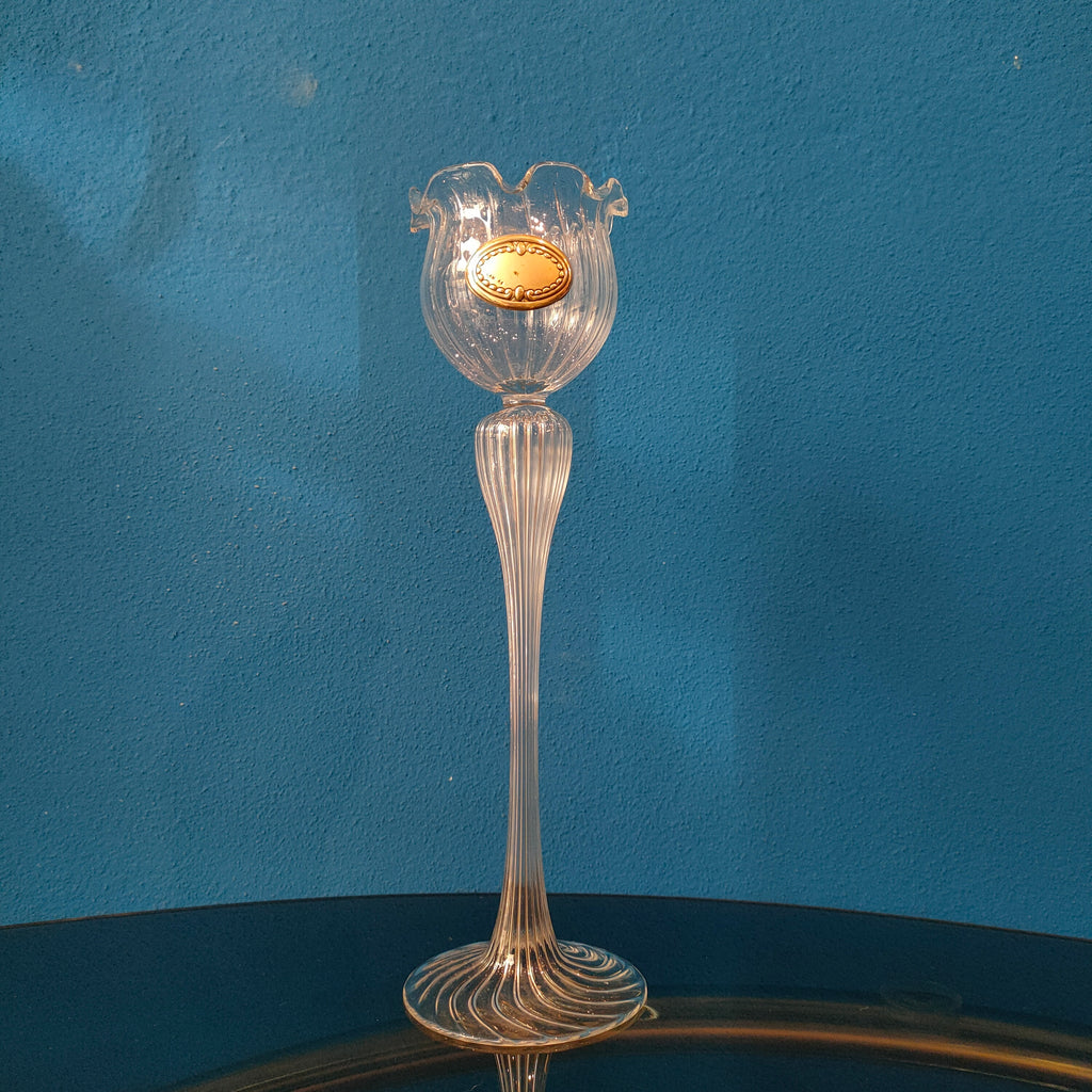 Porta candele candeliere in vetro soffiato