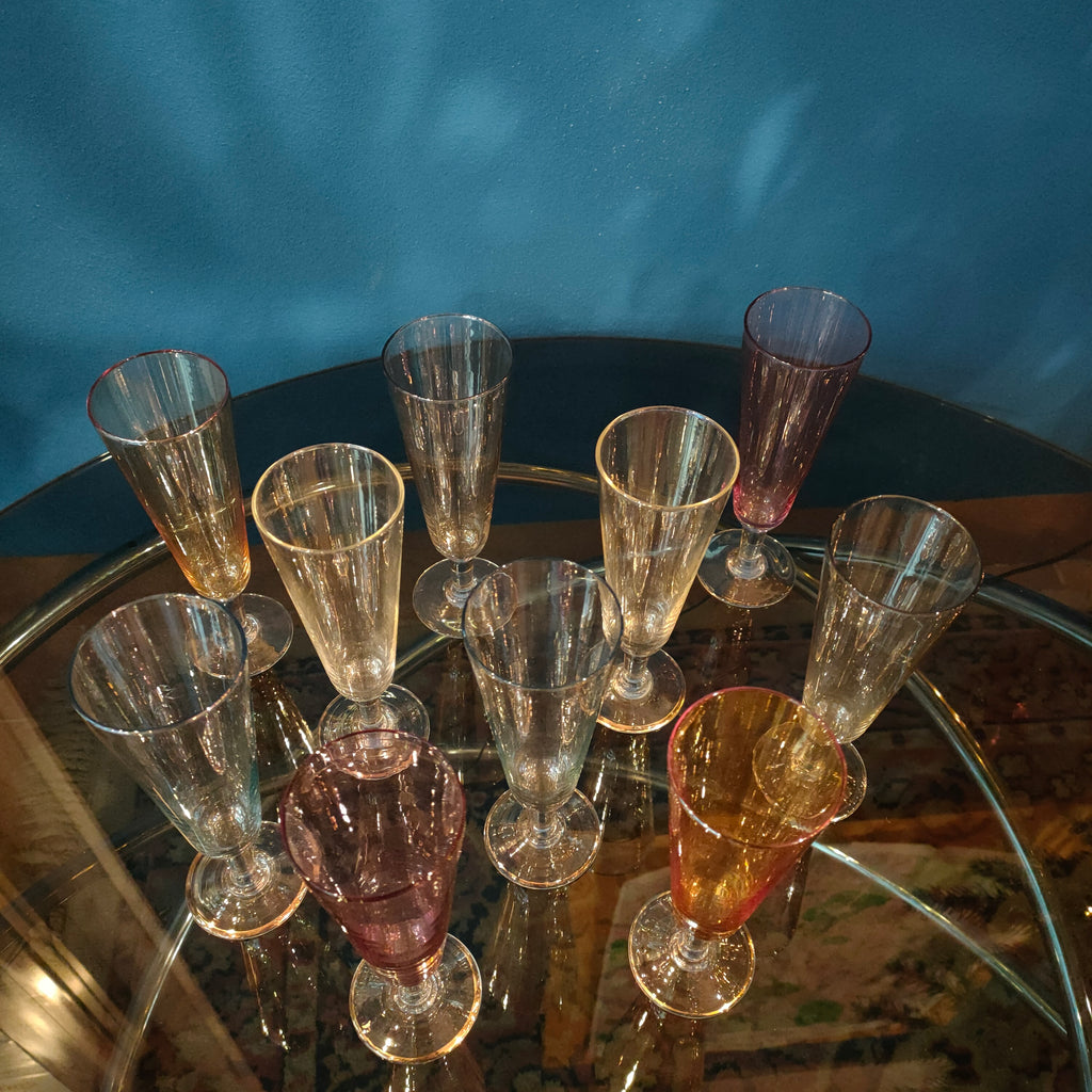 Set flutes in vetro colorato - anni '70