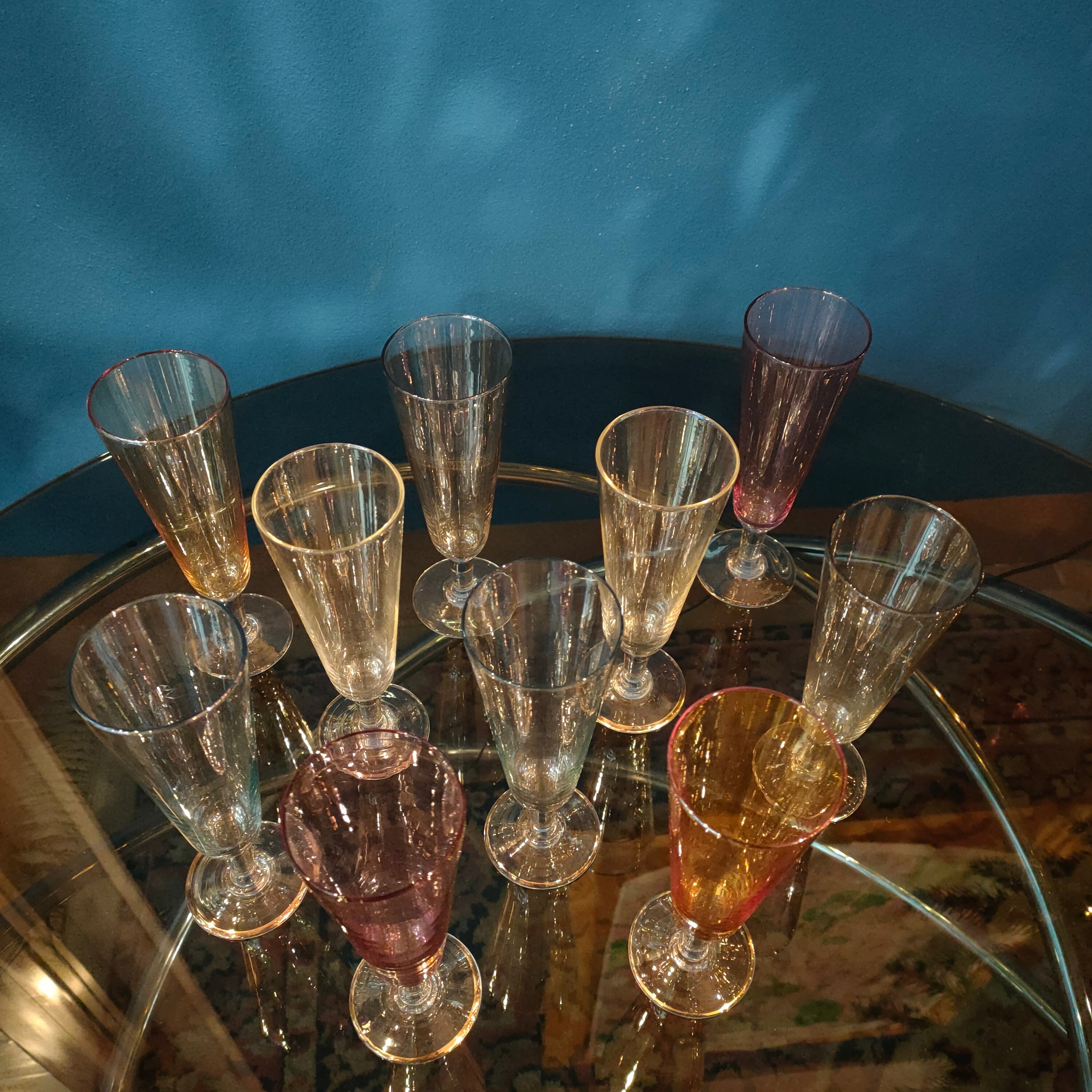 Set flutes in vetro colorato - anni '70