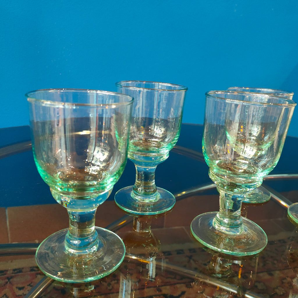 Set brocca e bicchieri da vino - vetro verde acqua