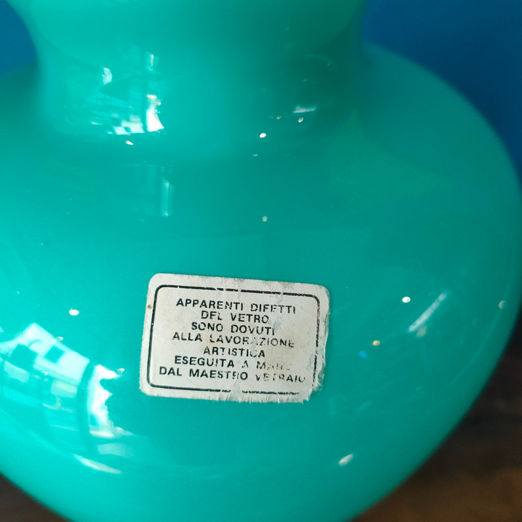 Vaso in vetro incamiciato, verde acqua. Murano, 1970s