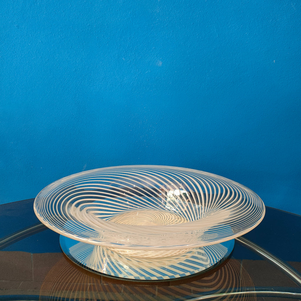 Grande centrotavola in vetro, Murano, decoro "swirl" - 1980s
