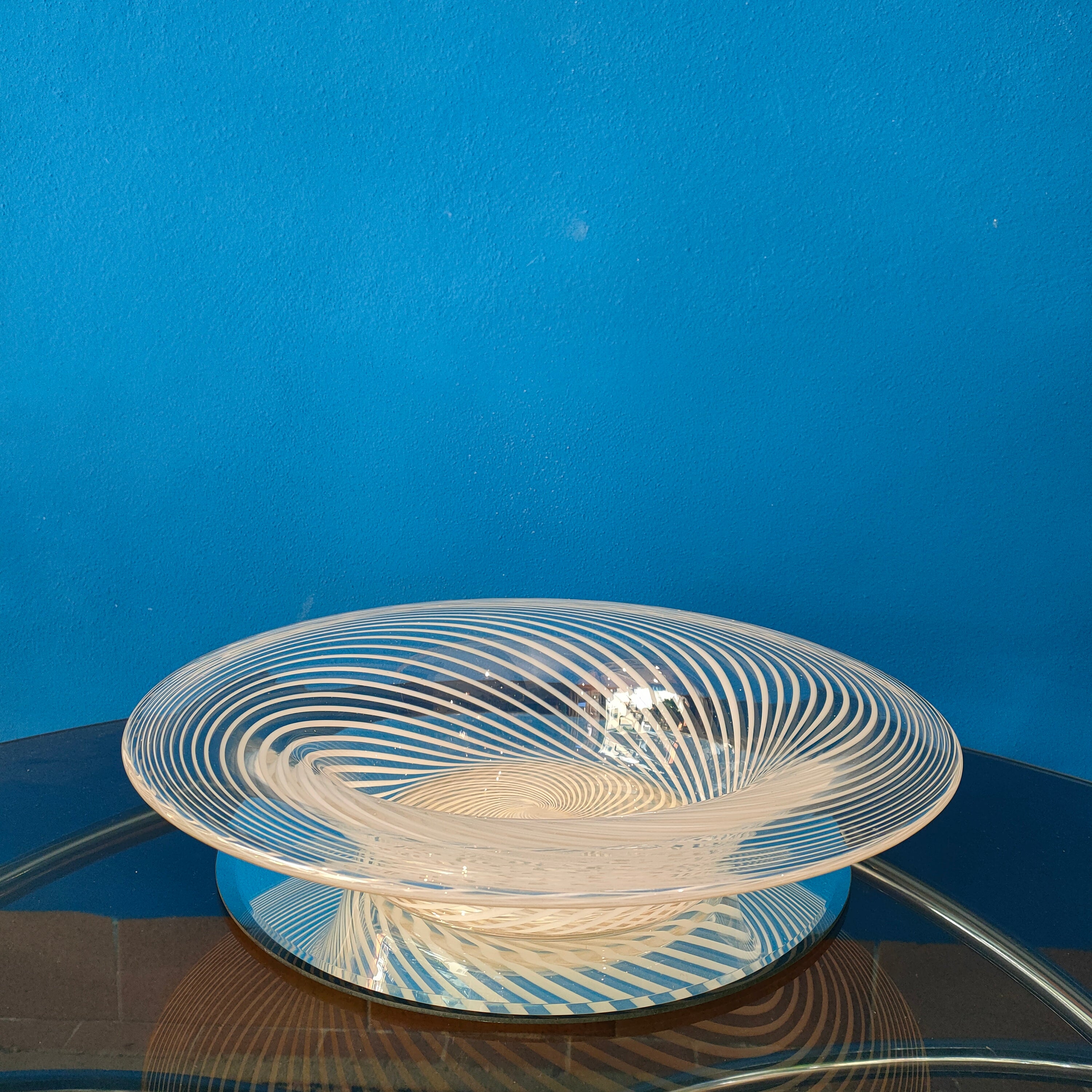 Grande centrotavola in vetro, Murano, decoro "swirl" - 1980s