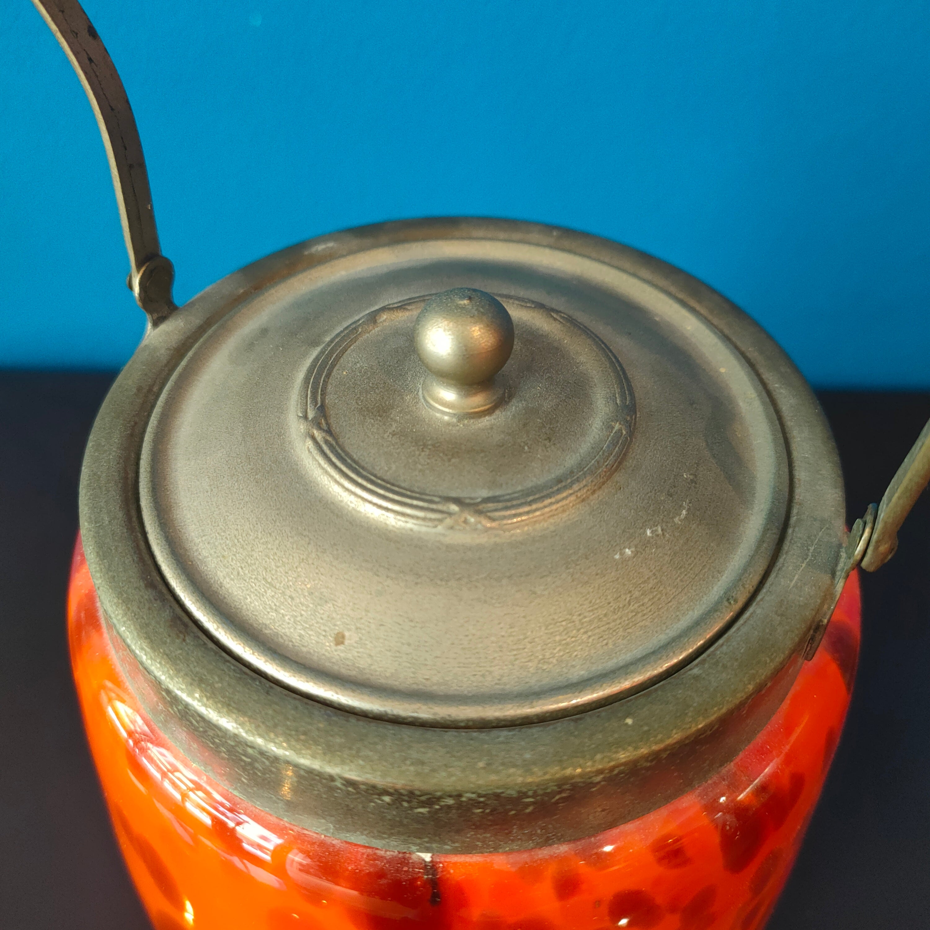 Contenitore per biscotti in vetro e ottone, Francia, 1950s