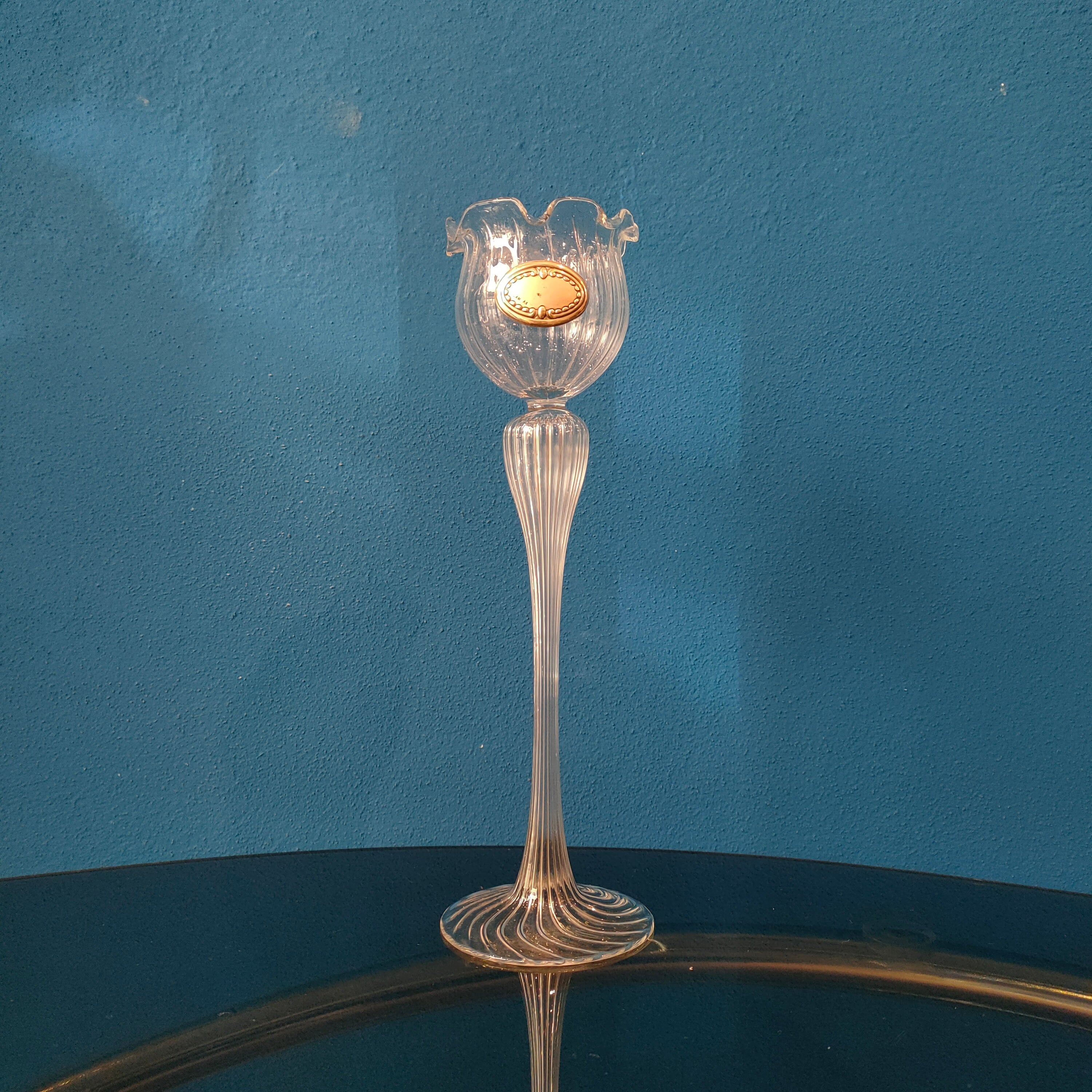 Porta candele candeliere in vetro soffiato