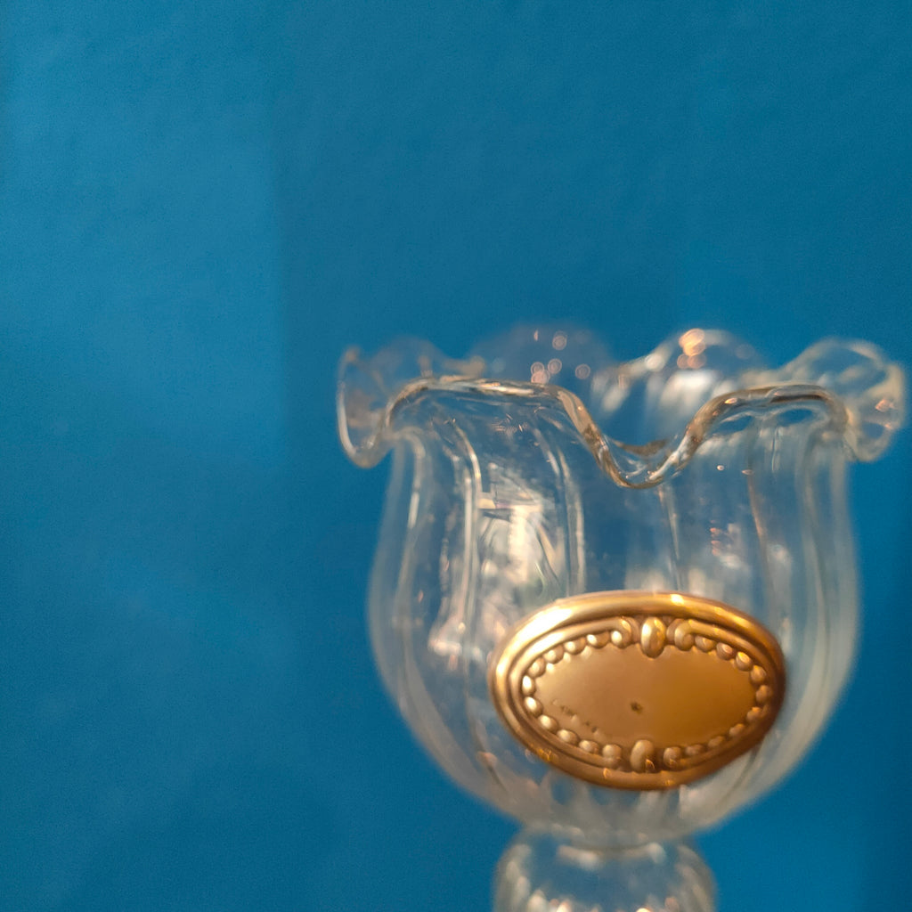 Porta candele candeliere in vetro soffiato