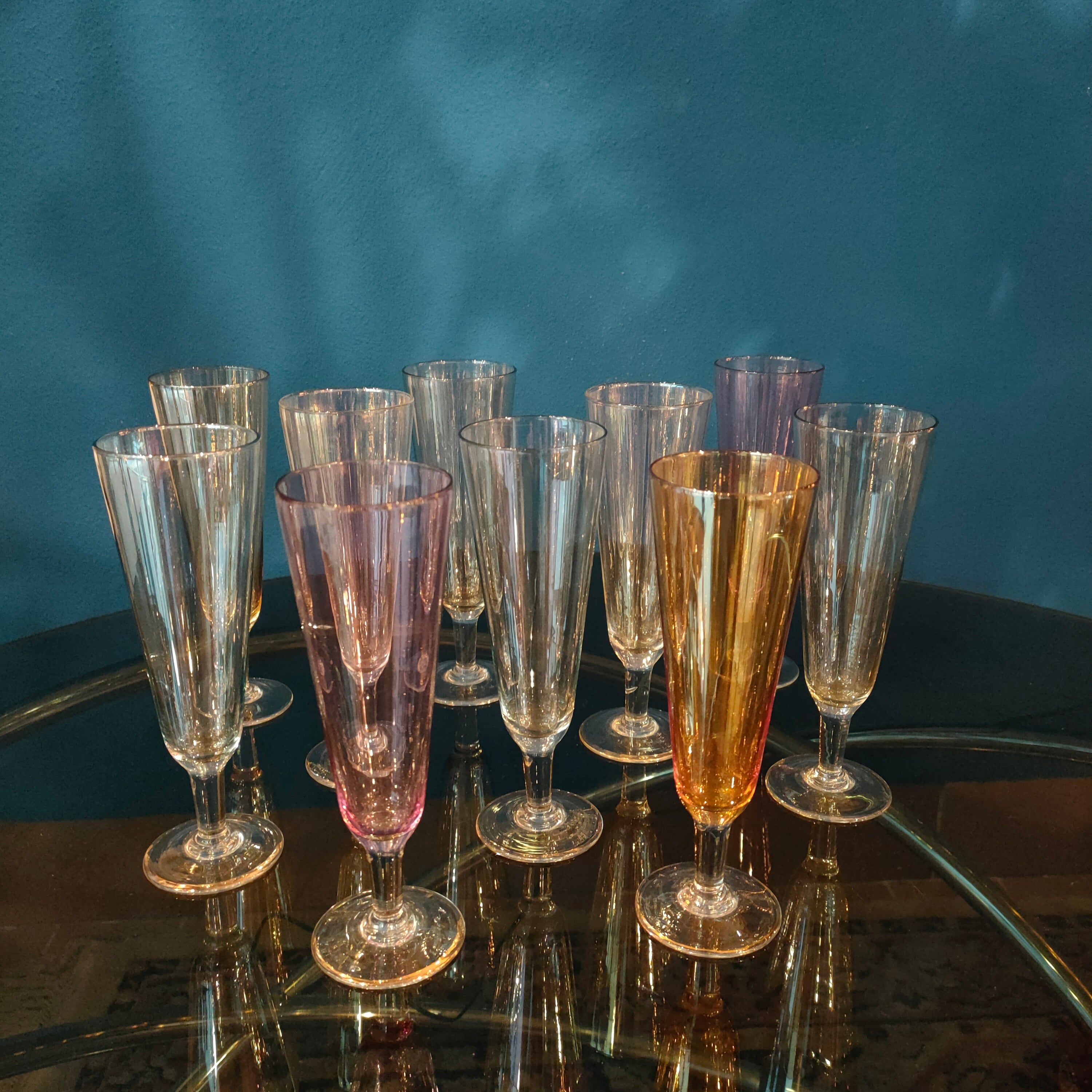 Set flutes in vetro colorato - anni '70