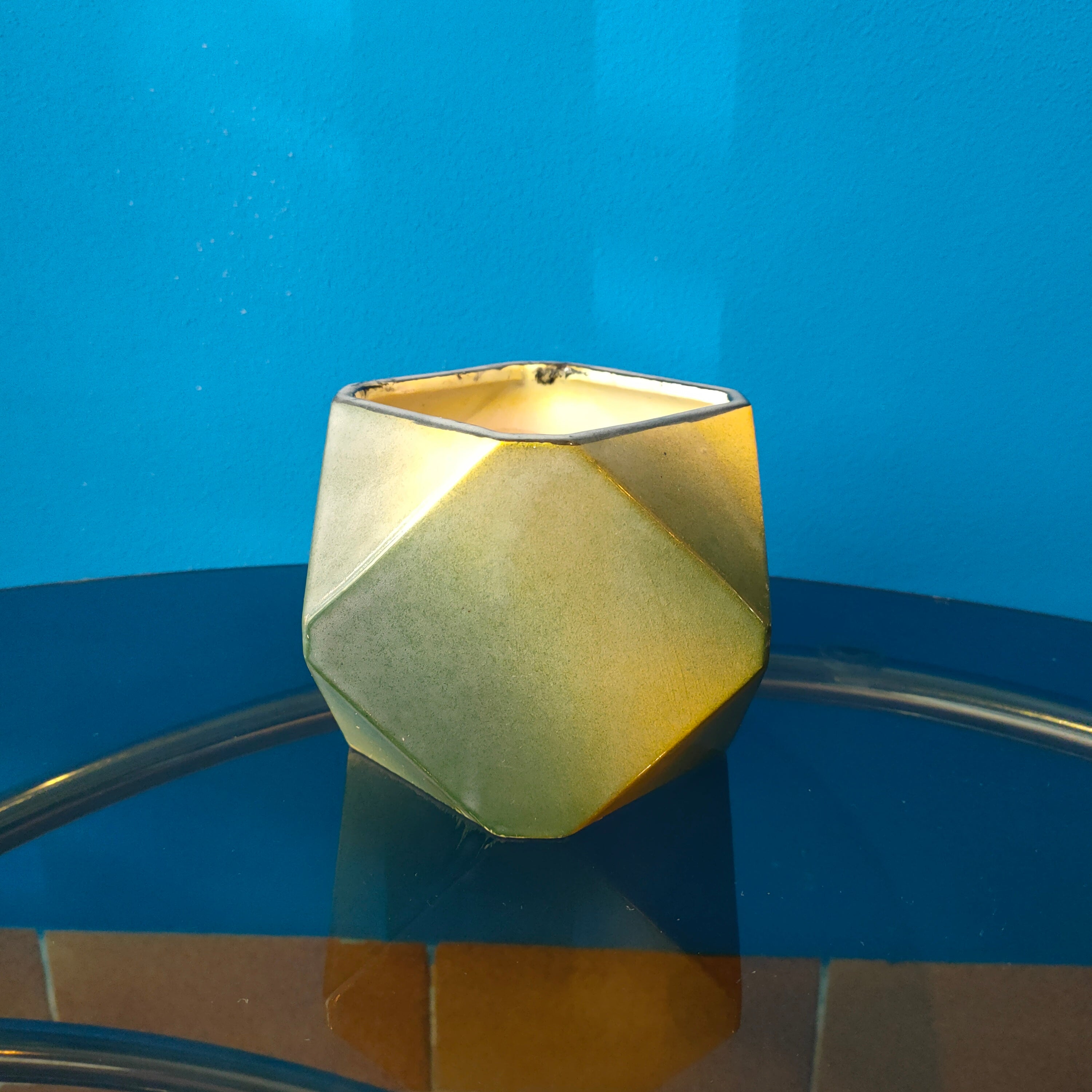 Vaso e sottovaso forma ottagonale, ceramica, 1960s