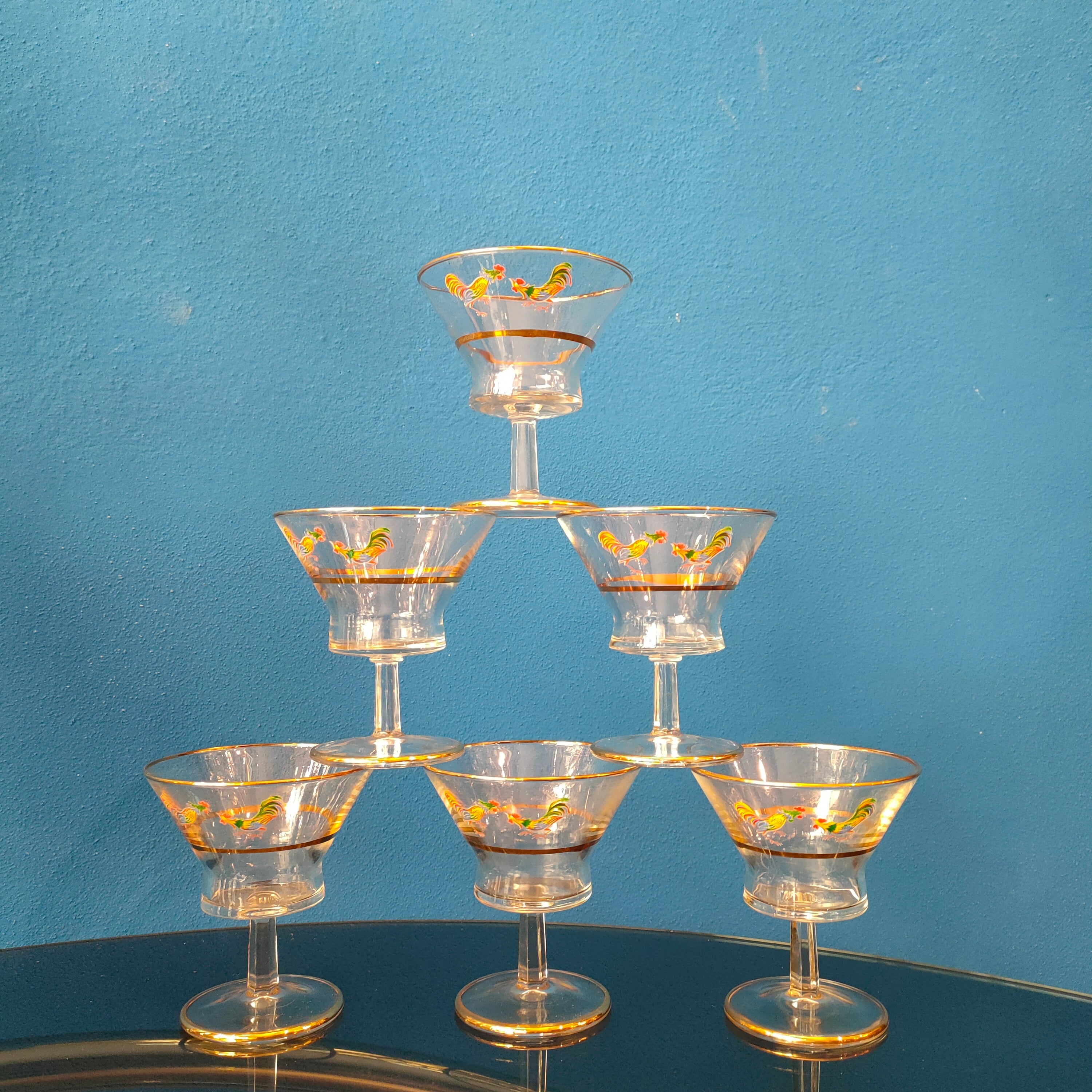 Bicchieri coppette con galli