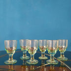 Set brocca e bicchieri da vino - vetro verde acqua