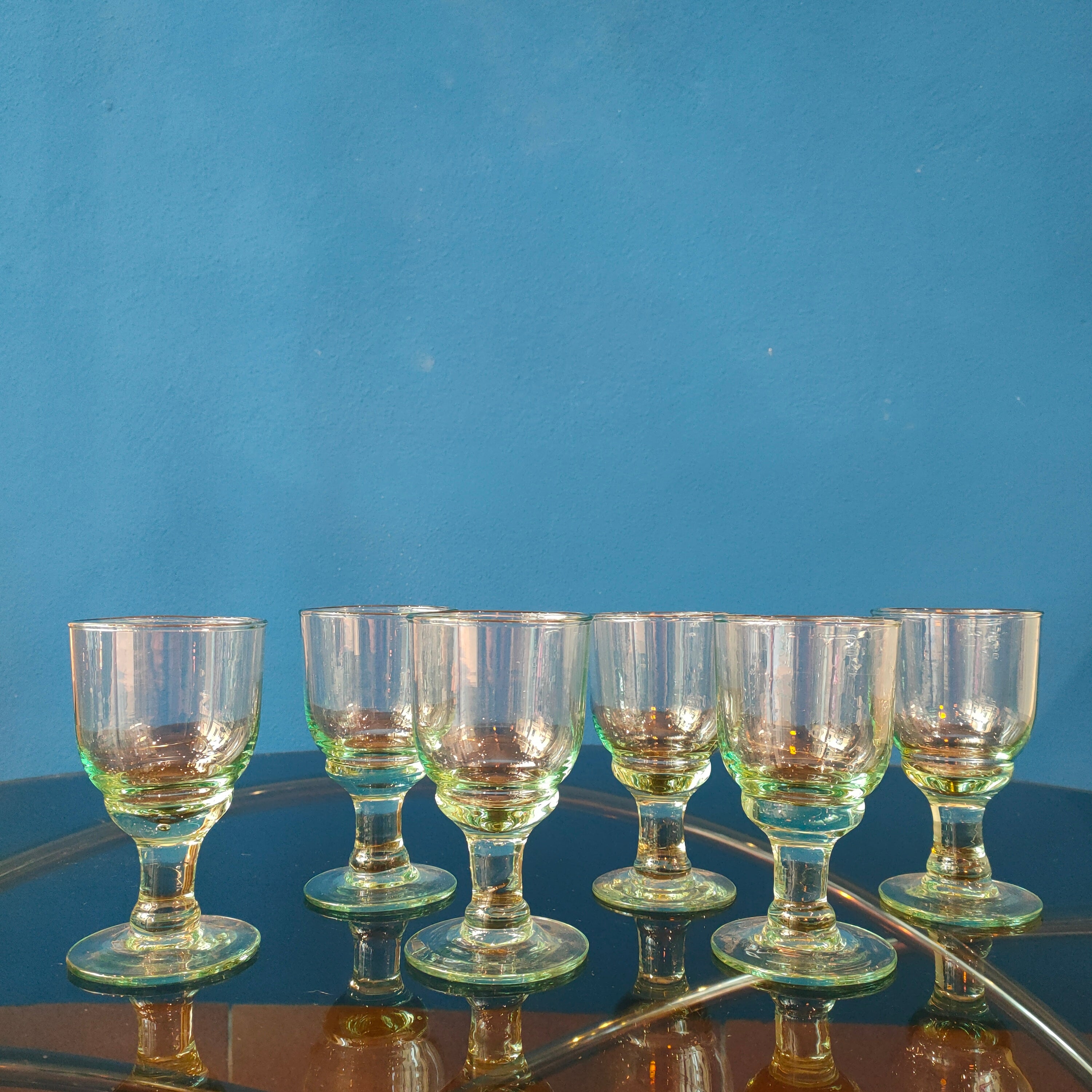 Set brocca e bicchieri da vino - vetro verde acqua