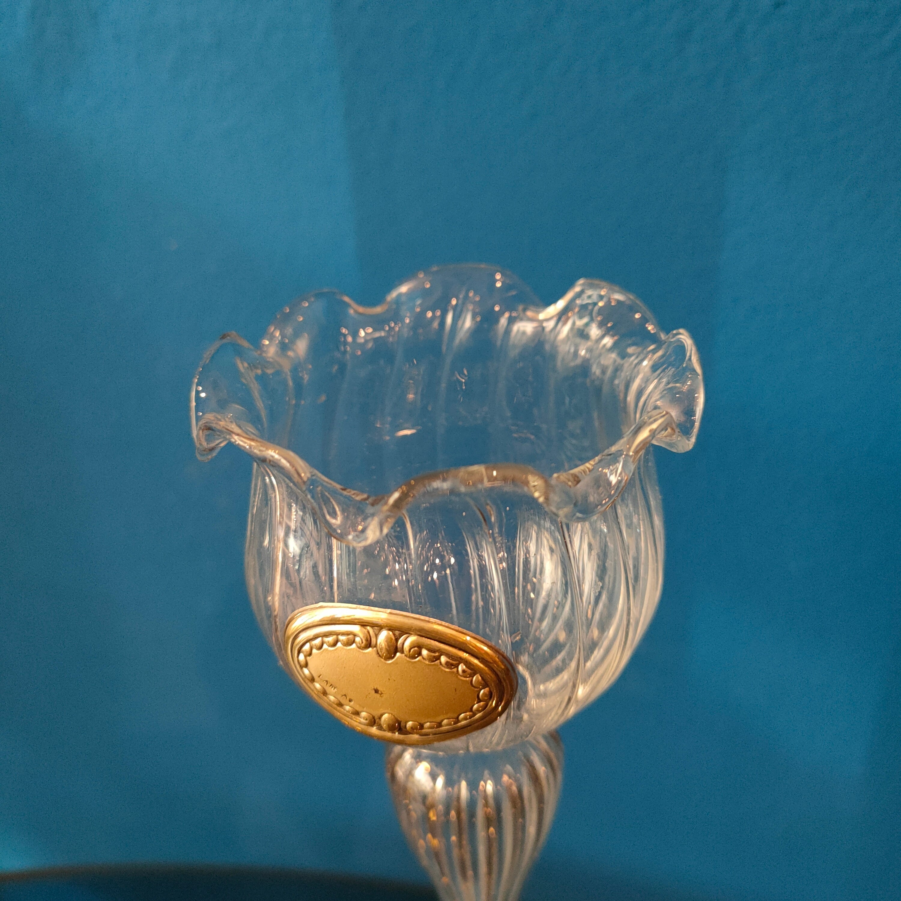 Porta candele candeliere in vetro soffiato