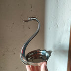 Cigno porta barattolo in metallo argentato, Honk Hong, 1980s