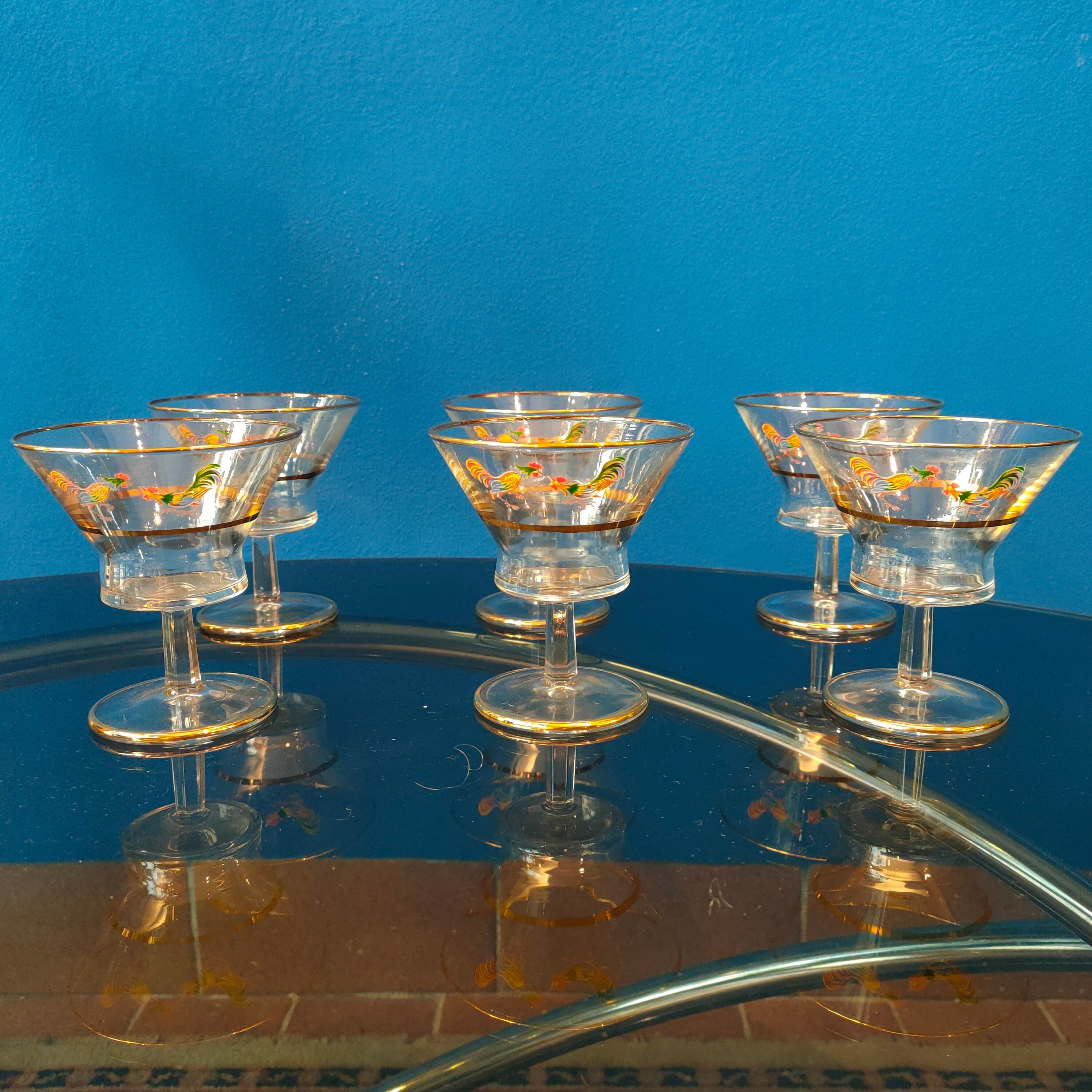 Bicchieri coppette con galli