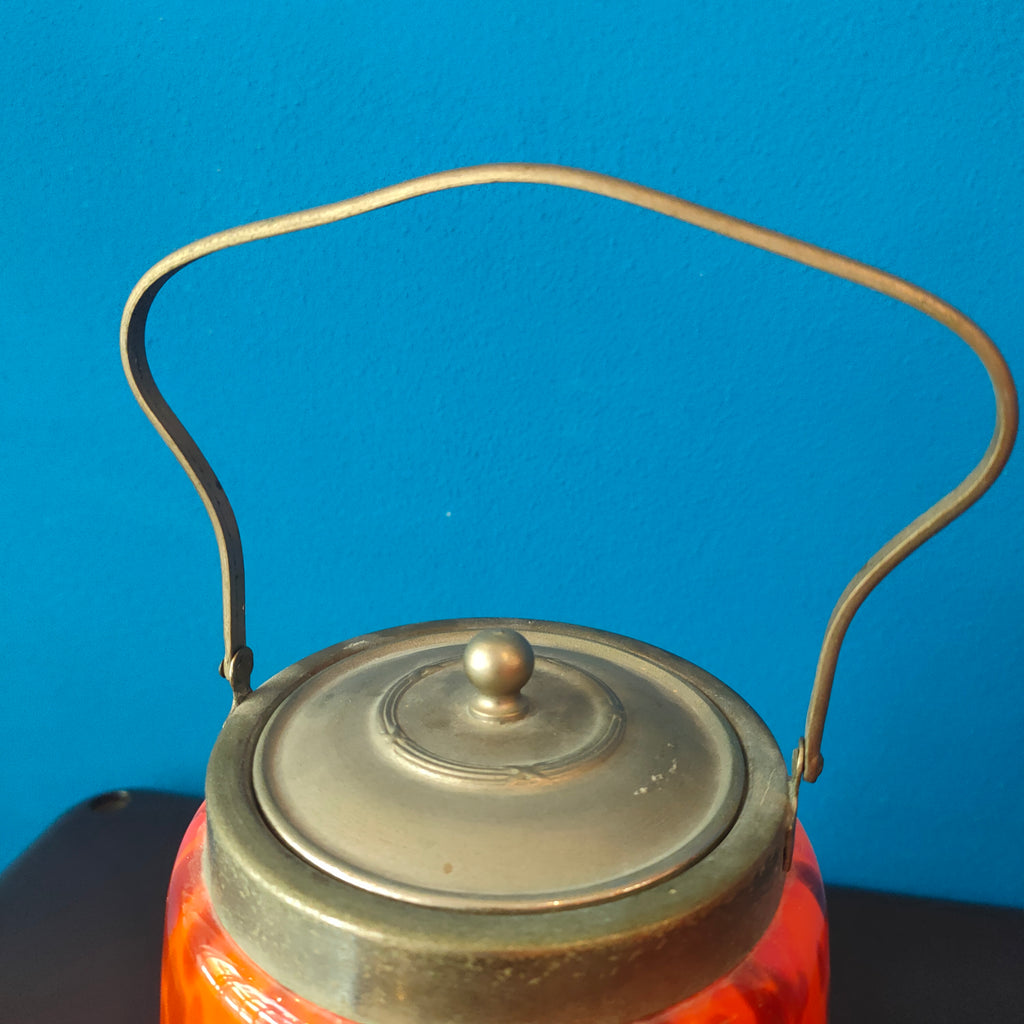 Contenitore per biscotti in vetro e ottone, Francia, 1950s