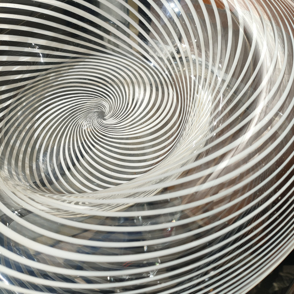 Grande centrotavola in vetro, Murano, decoro "swirl" - 1980s