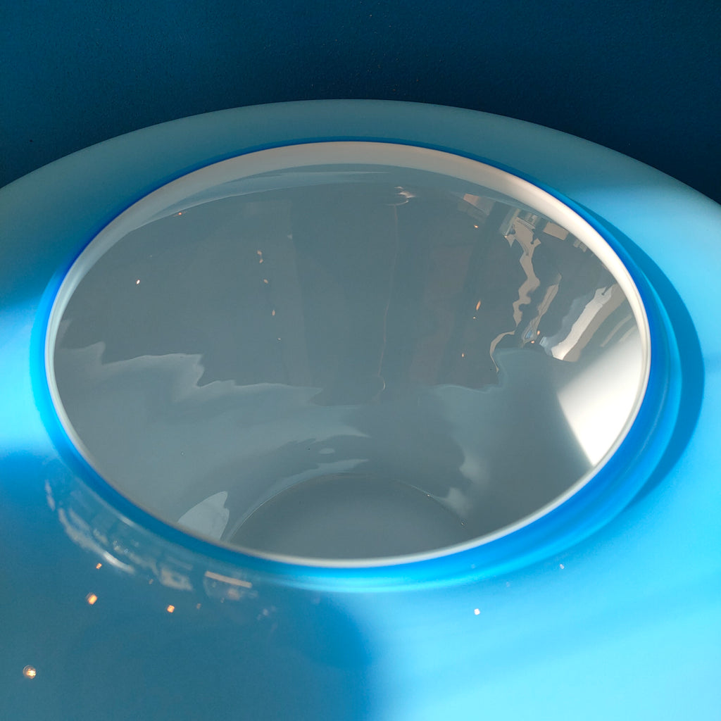 Grande vaso in vetro incamiciato azzurro, 1980s/90s