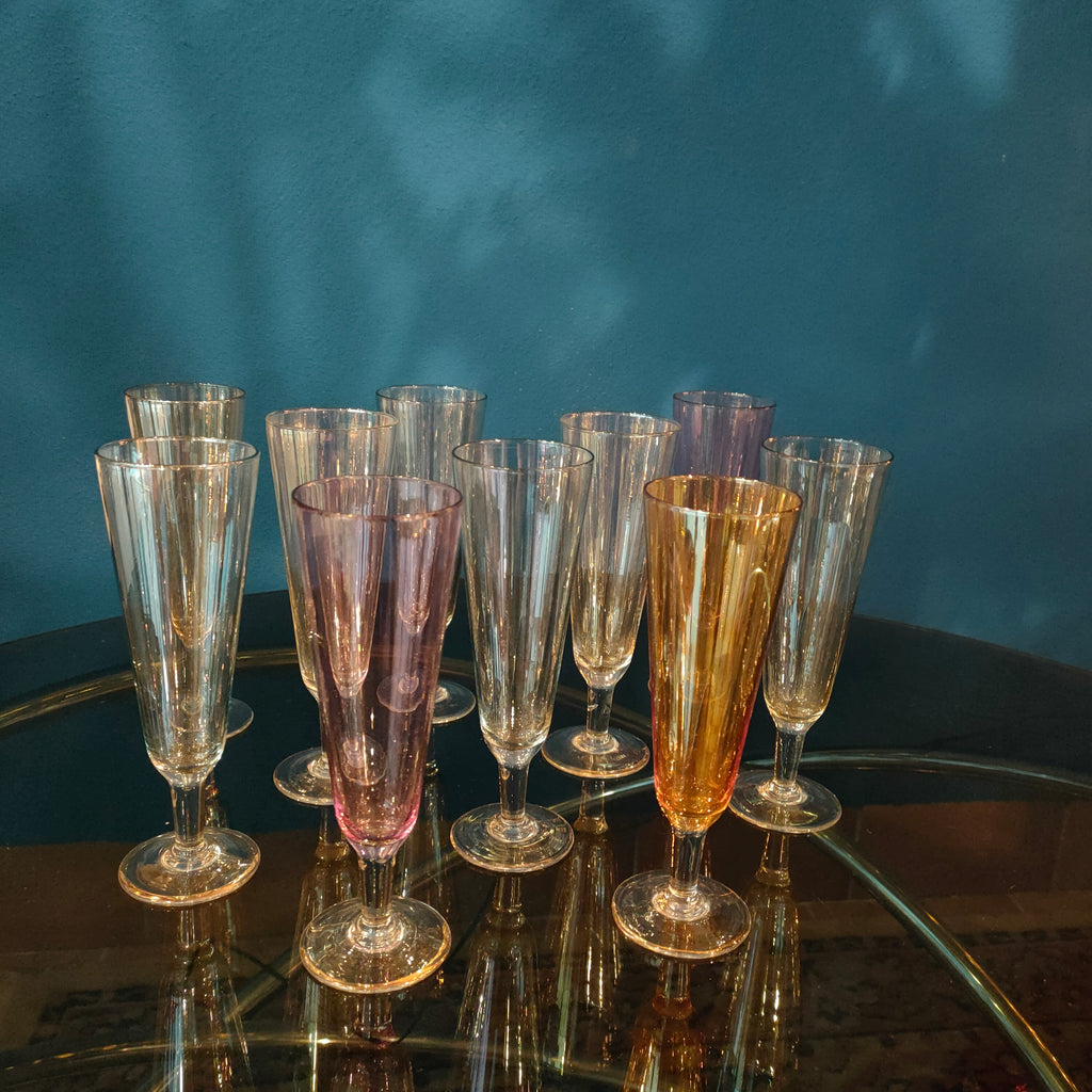 Set flutes in vetro colorato - anni '70