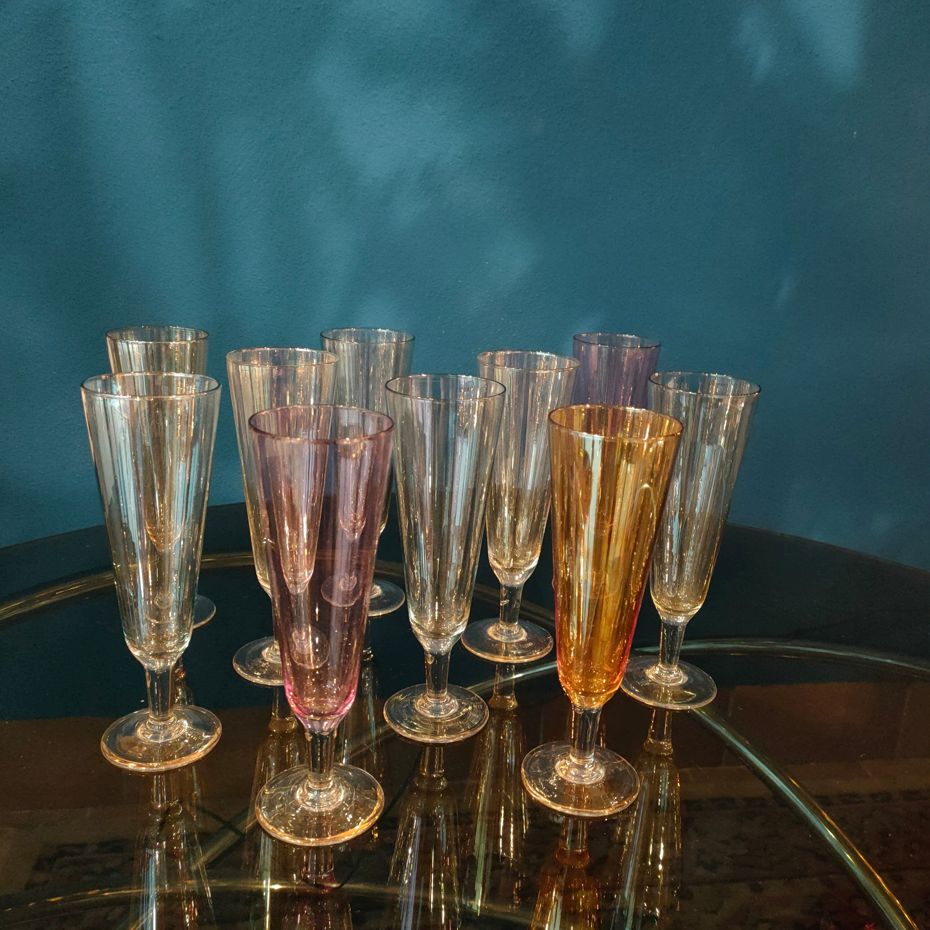 Set flutes in vetro colorato - anni '70