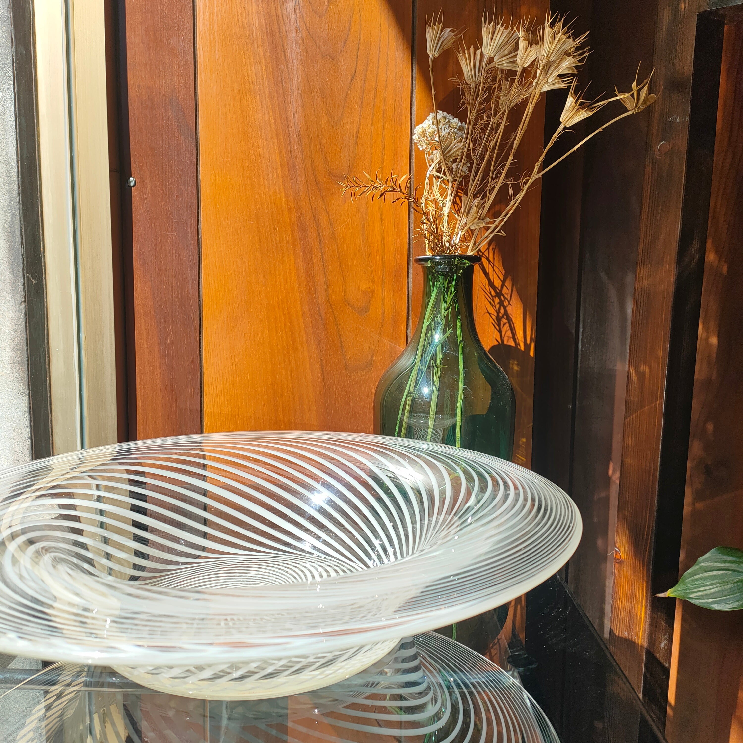 Grande centrotavola in vetro, Murano, decoro "swirl" - 1980s