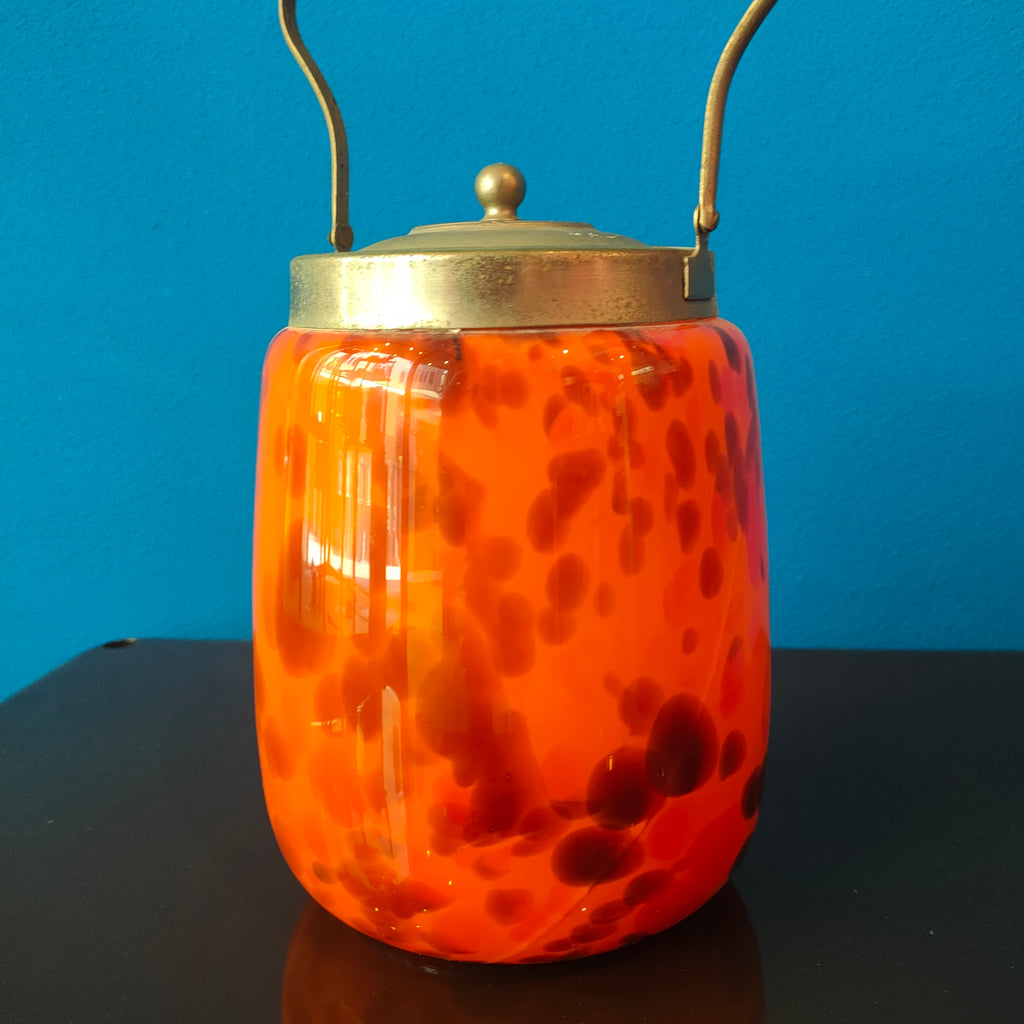 Contenitore per biscotti in vetro e ottone, Francia, 1950s