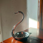 Cigno porta barattolo in metallo argentato, Honk Hong, 1980s