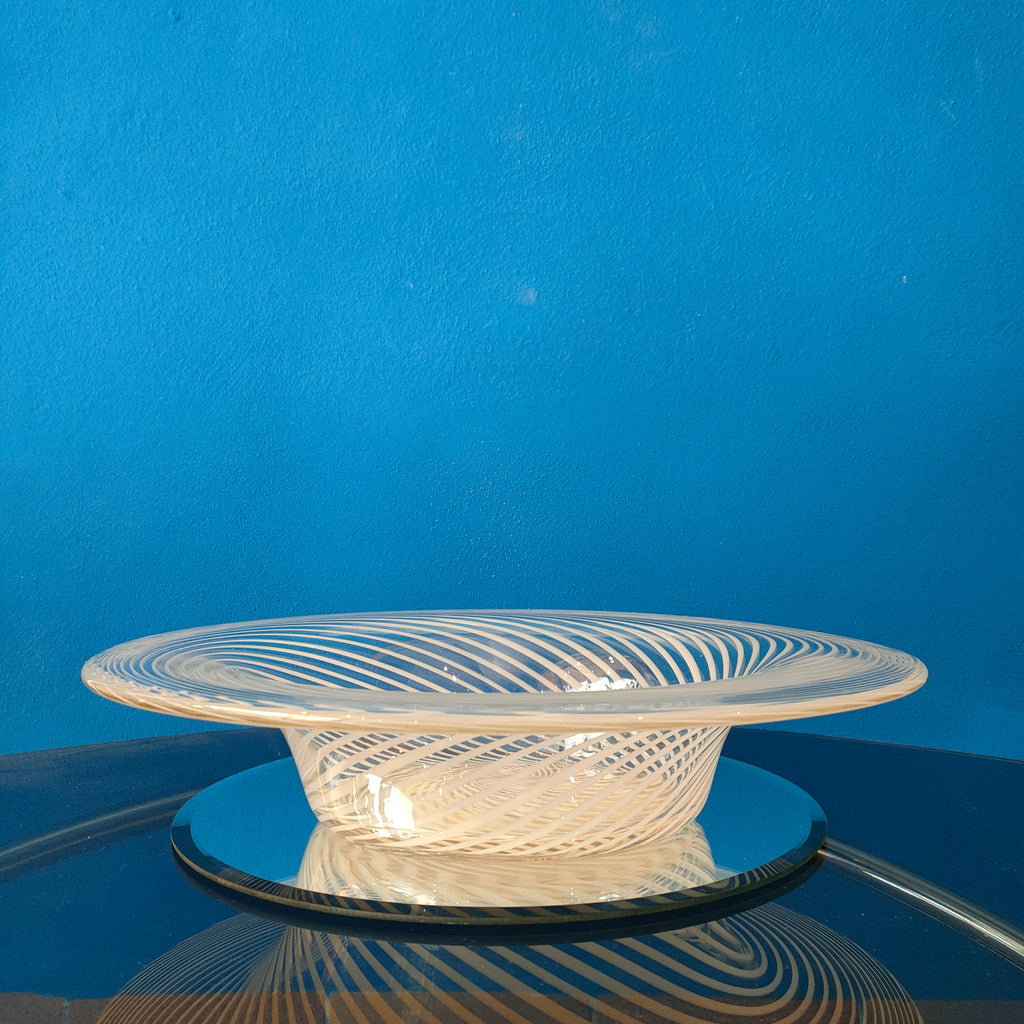 Grande centrotavola in vetro, Murano, decoro "swirl" - 1980s